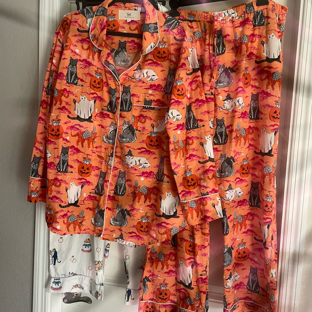 Printfresh Halloween House Cats Pajama Set SIZE XL New never worn